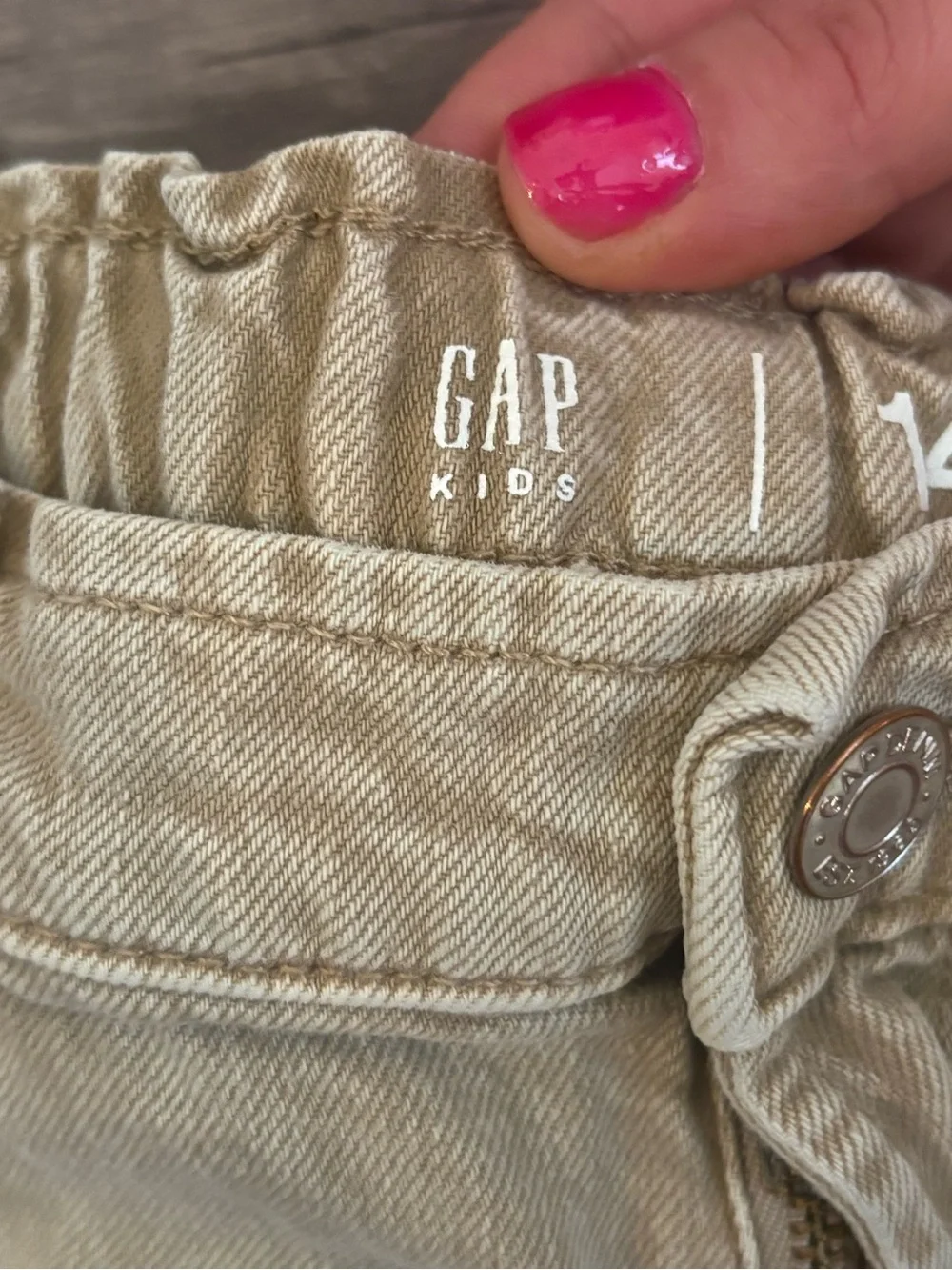 GAP Girls Tan Elastic-Waist Denim Shorts